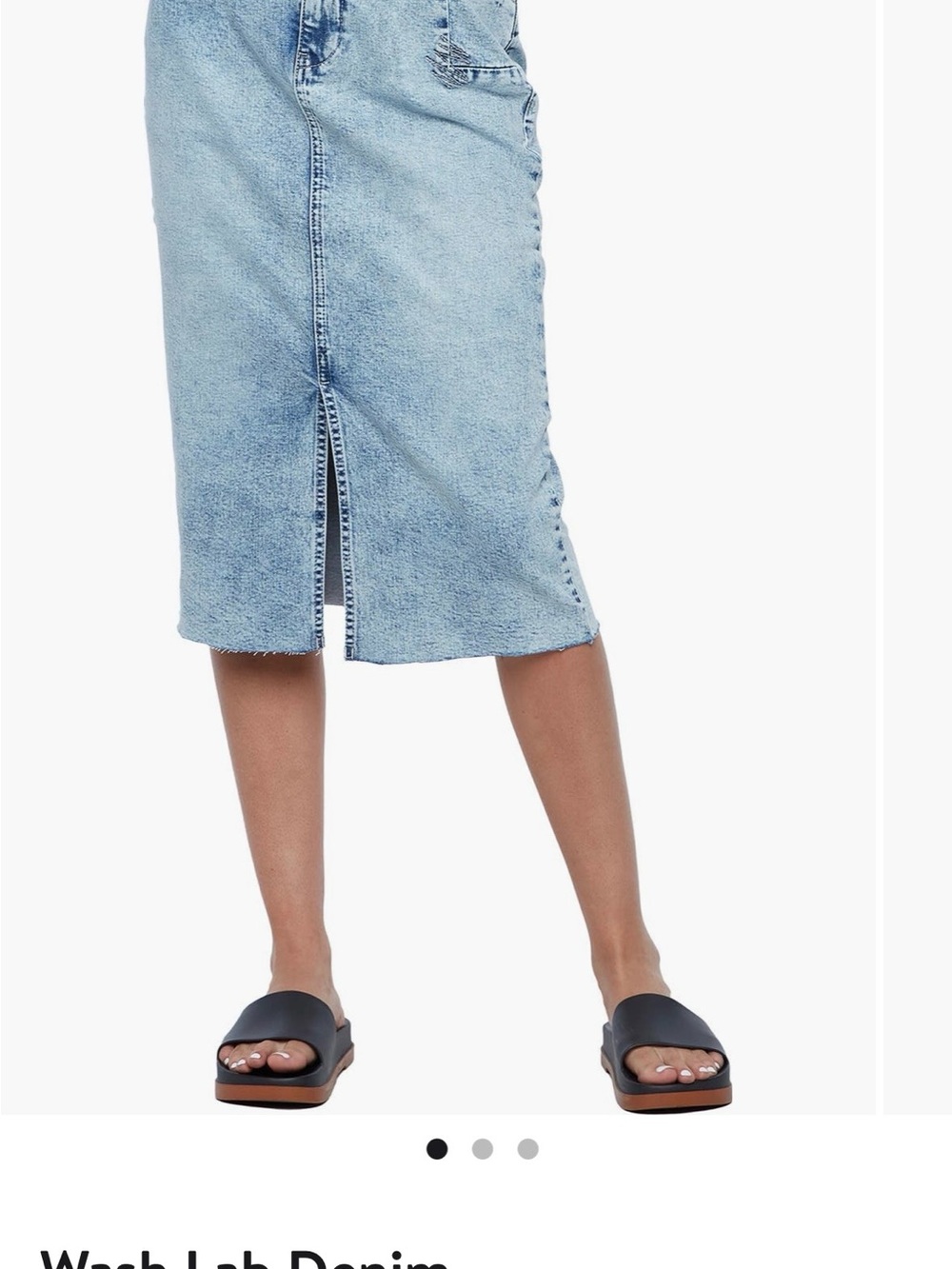 Light Wash Denim Midi Skirt with Front Slit